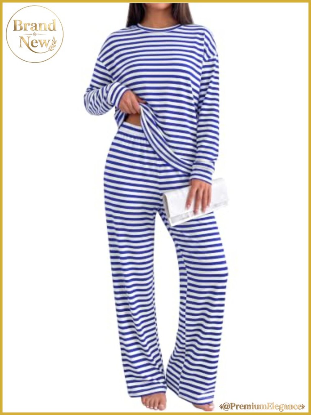 Striped Lounge Set 2 Piece Wide Leg Tracksuit Sweatsuit Relaxed Fit